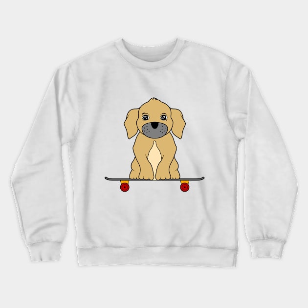 Dog as Skateboarder with Skateboard Crewneck Sweatshirt by Markus Schnabel